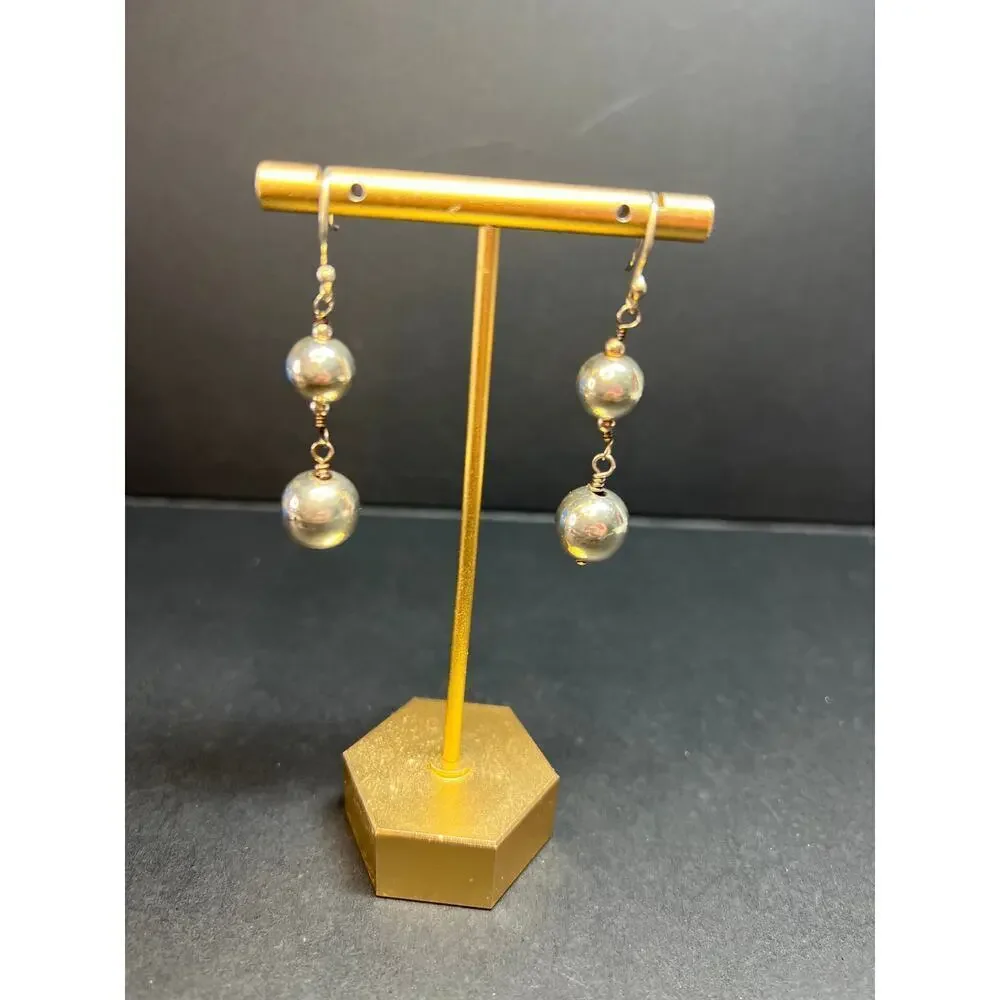 Vintage sterling silver graduated ball dangling earrings